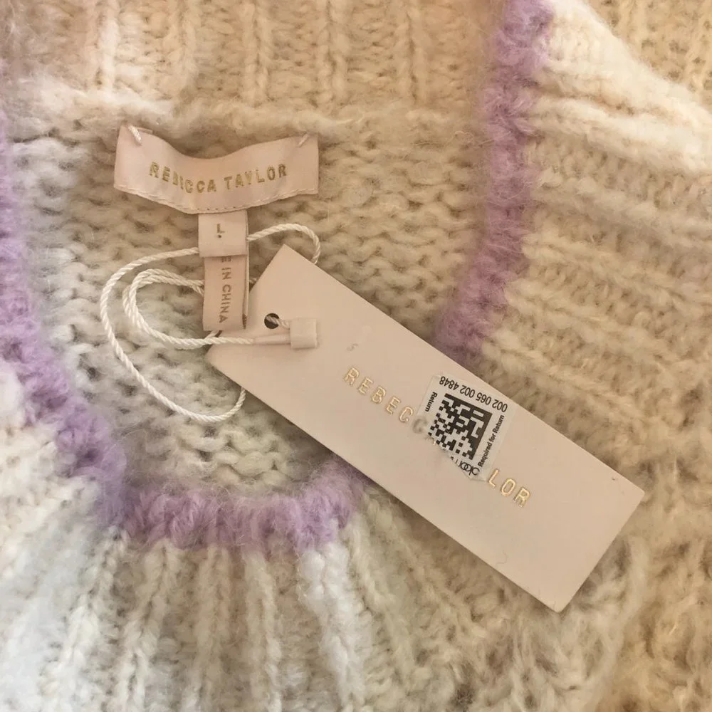 Rebecca Taylor Fluffy Stripe Pullover Sweater
